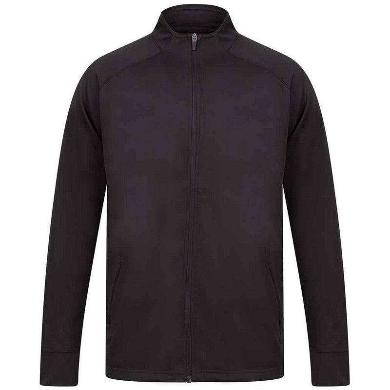 Black - Front - Finden & Hales Mens Contrast Panel Knitted Tracksuit Top