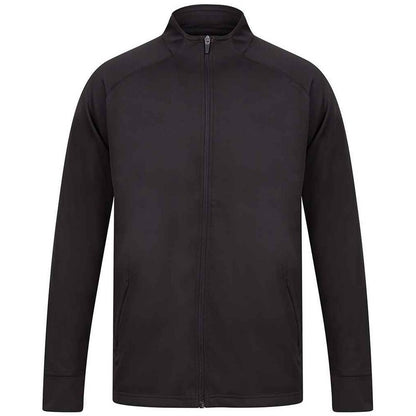 Black - Front - Finden & Hales Mens Contrast Panel Knitted Tracksuit Top