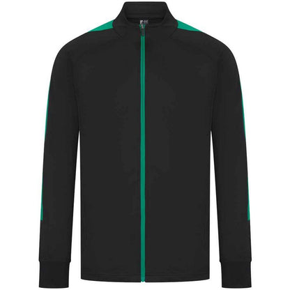 Black-Emerald - Front - Finden & Hales Mens Contrast Panel Knitted Tracksuit Top