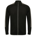 Black-Gunmetal Grey - Front - Finden & Hales Mens Contrast Panel Knitted Tracksuit Top