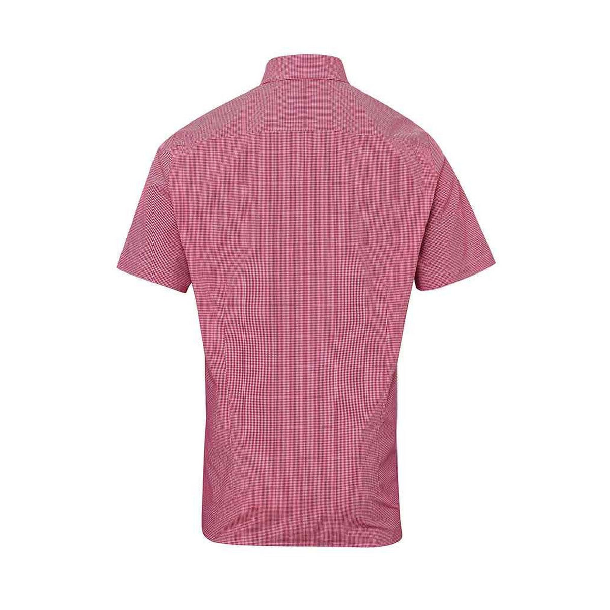 Red-White - Back - Premier Mens Gingham Cotton Short-Sleeved Shirt