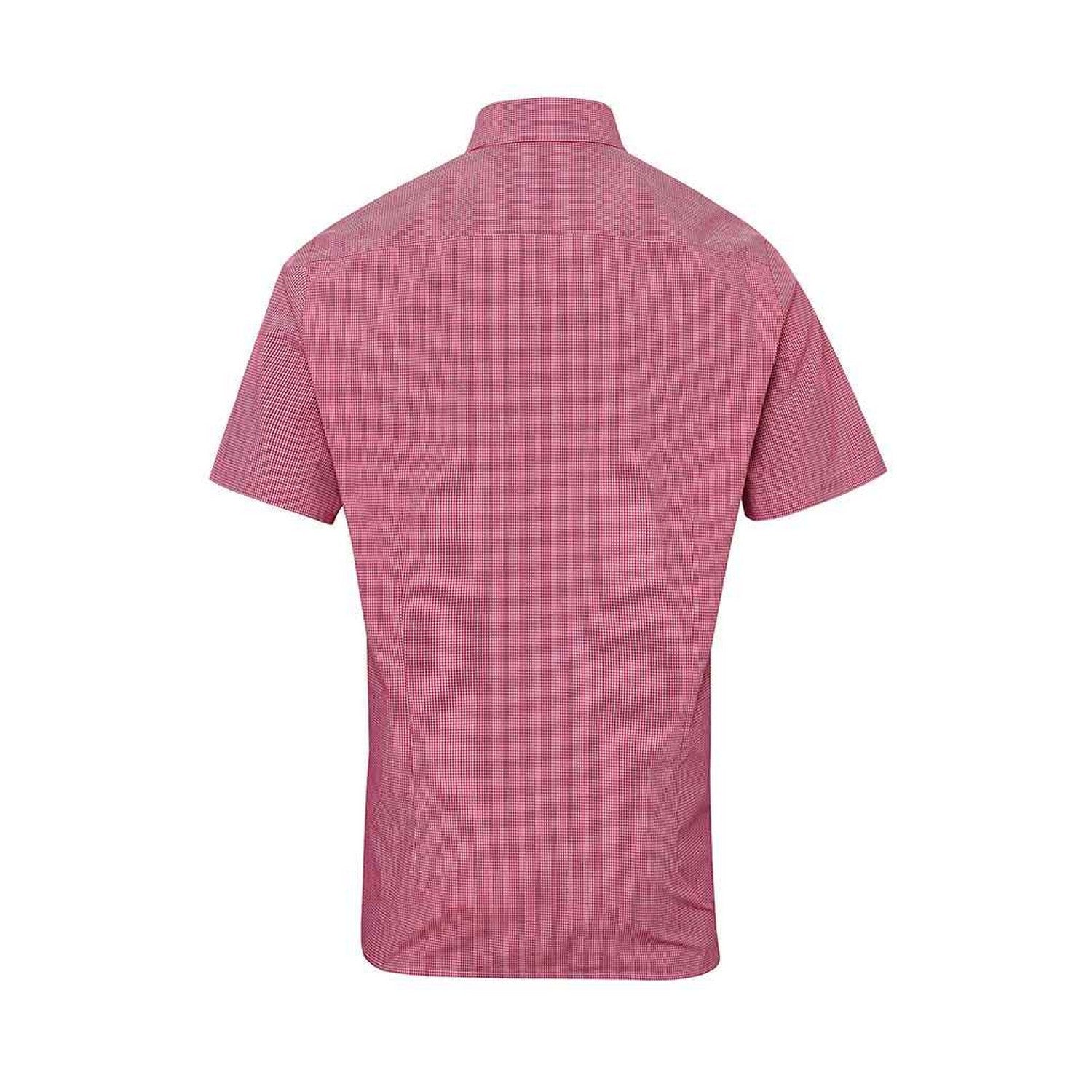 Red-White - Back - Premier Mens Gingham Cotton Short-Sleeved Shirt
