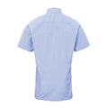 Light Blue-White - Back - Premier Mens Gingham Cotton Short-Sleeved Shirt