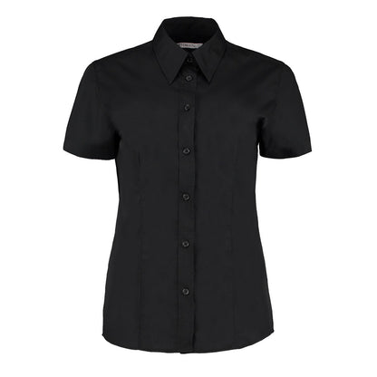 Black - Front - Kustom Kit Womens-Ladies Workforce Short-Sleeved Blouse