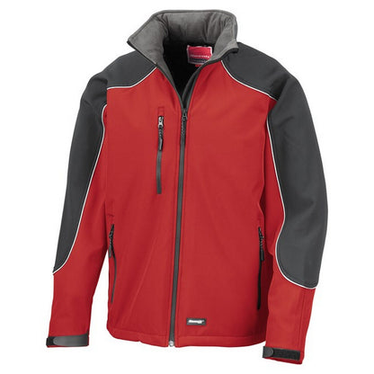 Red-Black - Front - WORK-GUARD by Result Unisex Adult Ice Fell Hooded Soft Shell Jacket