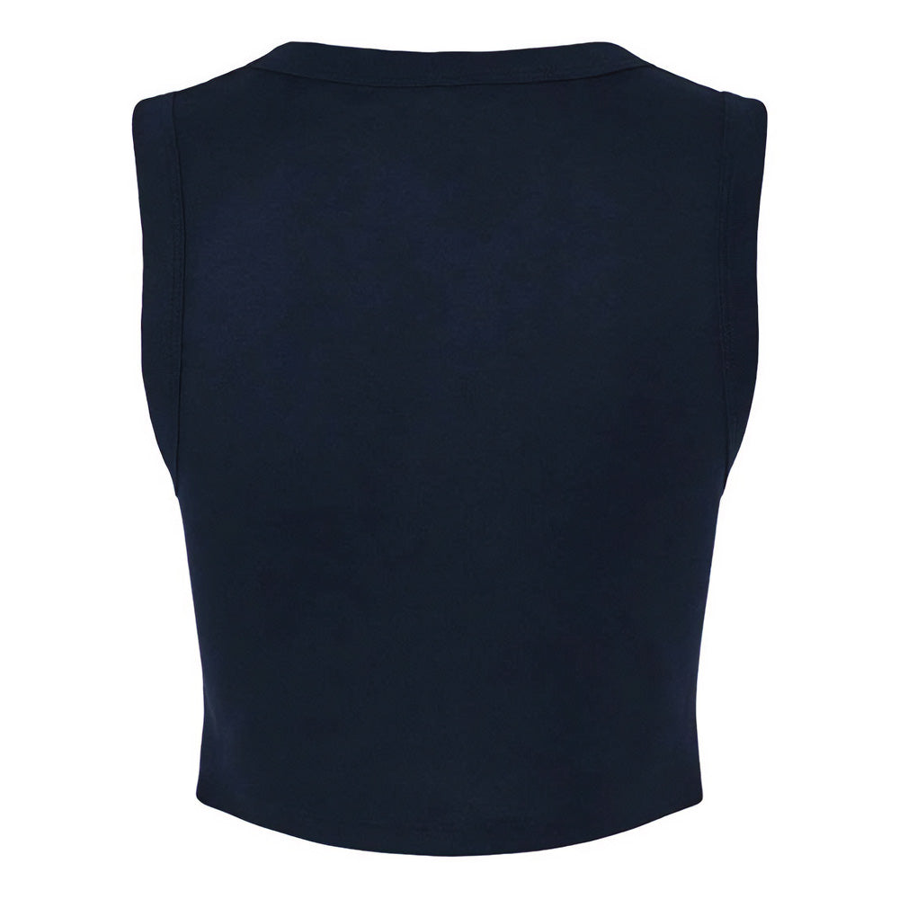 Solid Navy - Back - Bella + Canvas Womens-Ladies Plain Micro-Rib Muscle Crop Top