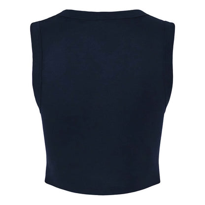 Solid Navy - Back - Bella + Canvas Womens-Ladies Plain Micro-Rib Muscle Crop Top