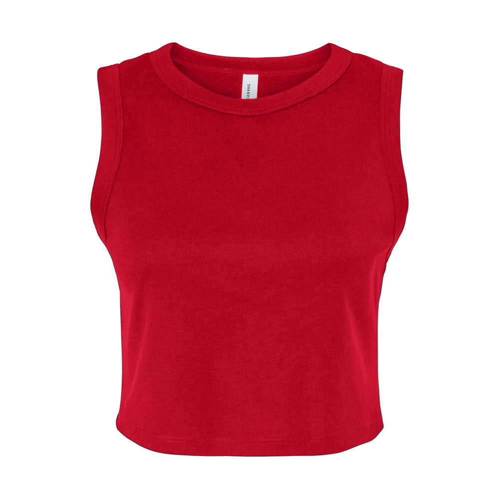 Solid Red - Front - Bella + Canvas Womens-Ladies Plain Micro-Rib Muscle Crop Top