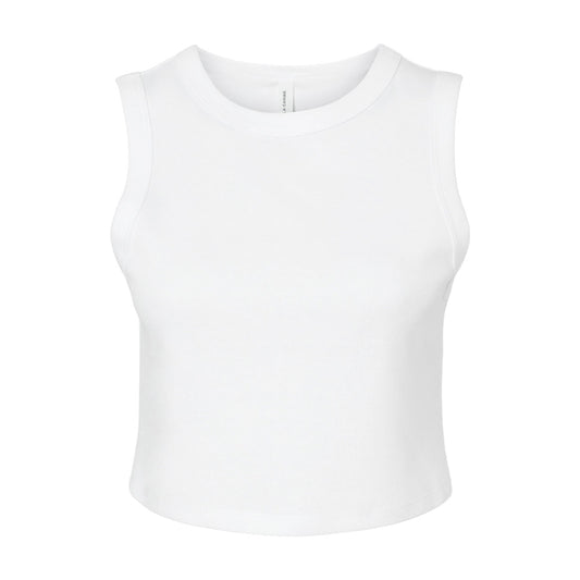 Solid White - Front - Bella + Canvas Womens-Ladies Plain Micro-Rib Muscle Crop Top