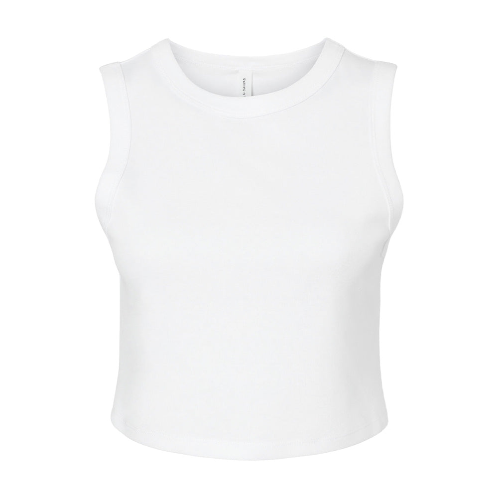 Solid White - Front - Bella + Canvas Womens-Ladies Plain Micro-Rib Muscle Crop Top