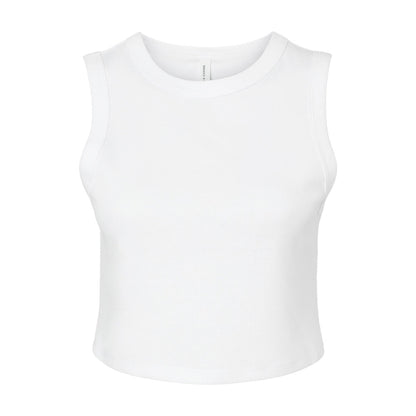 Solid White - Front - Bella + Canvas Womens-Ladies Plain Micro-Rib Muscle Crop Top
