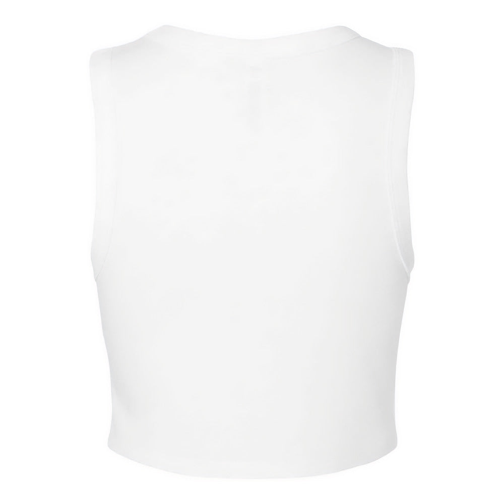 Solid White - Back - Bella + Canvas Womens-Ladies Plain Micro-Rib Muscle Crop Top