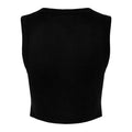 Solid Black - Back - Bella + Canvas Womens-Ladies Plain Micro-Rib Muscle Crop Top