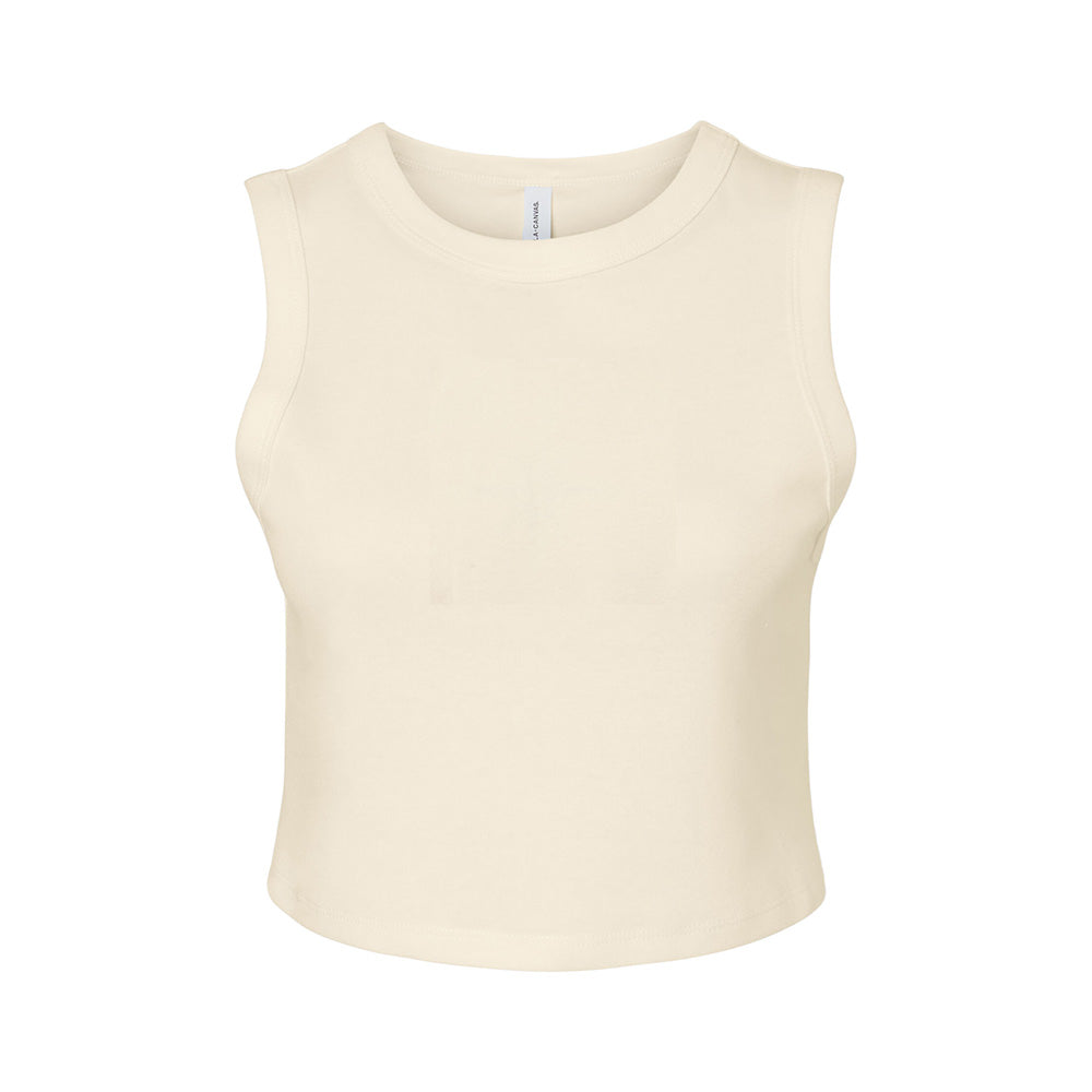 Solid Natural - Front - Bella + Canvas Womens-Ladies Plain Micro-Rib Muscle Crop Top