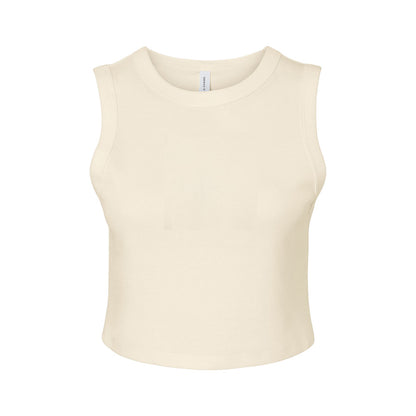 Solid Natural - Front - Bella + Canvas Womens-Ladies Plain Micro-Rib Muscle Crop Top