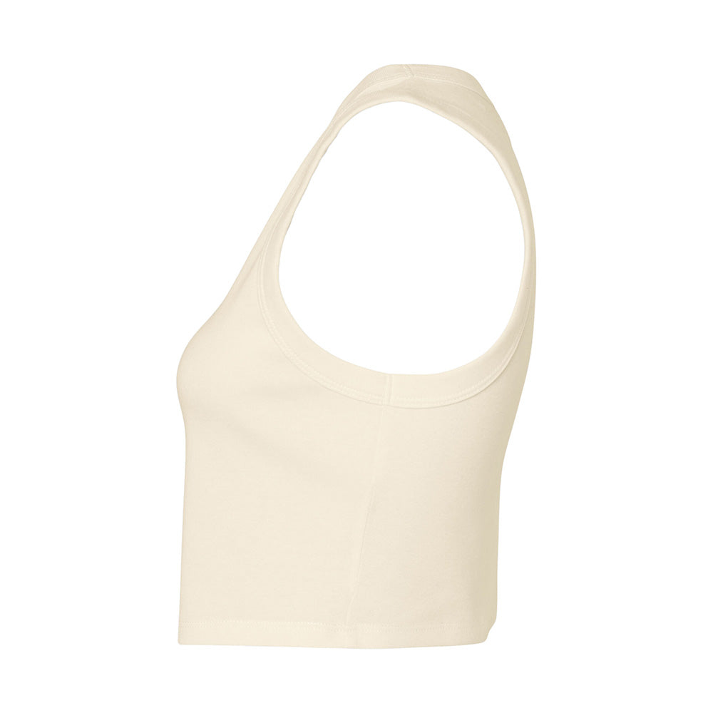 Solid Natural - Side - Bella + Canvas Womens-Ladies Plain Micro-Rib Muscle Crop Top