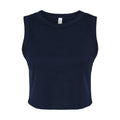 Solid Navy - Front - Bella + Canvas Womens-Ladies Plain Micro-Rib Muscle Crop Top
