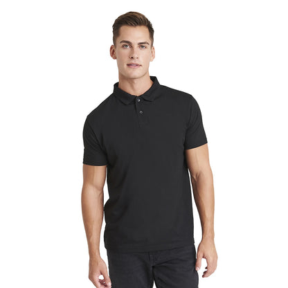 Black - Side - Awdis Mens Heather Triblend Polo Shirt