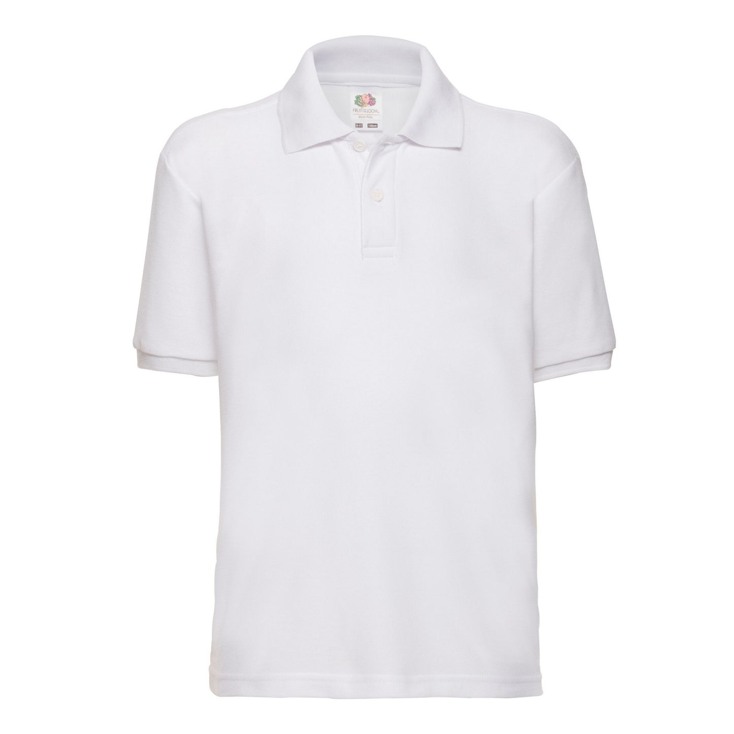 White - Front - Fruit of the Loom Childrens-Kids 65-35 Pique Polo Shirt