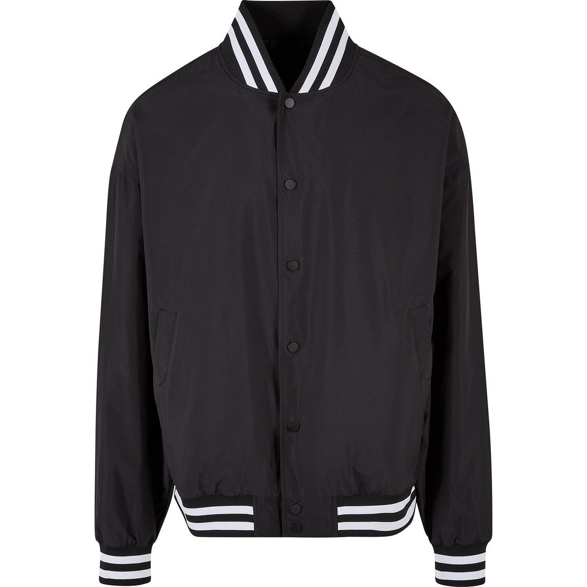 Black - Front - Build Your Brand Mens Light College Lightweight Varsity Jacket
