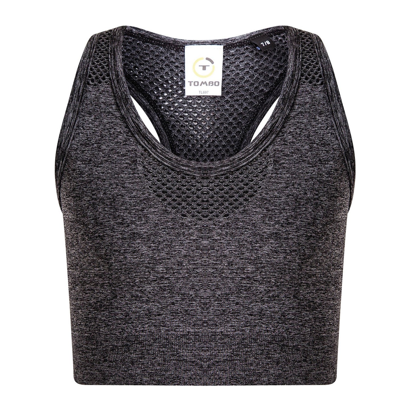 Grey Marl - Front - Tombo Girls Seamless Crop Top