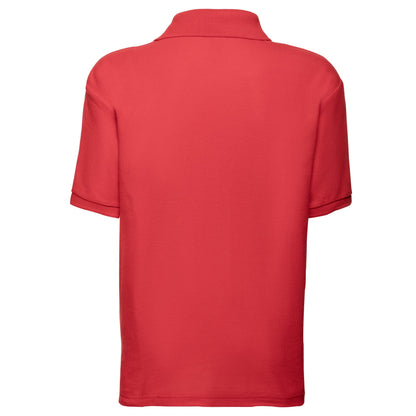 Red - Back - Fruit of the Loom Childrens-Kids 65-35 Plain Pique Polo Shirt