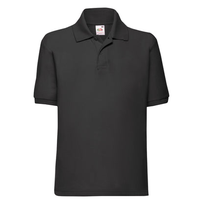 Black - Front - Fruit of the Loom Childrens-Kids 65-35 Plain Pique Polo Shirt