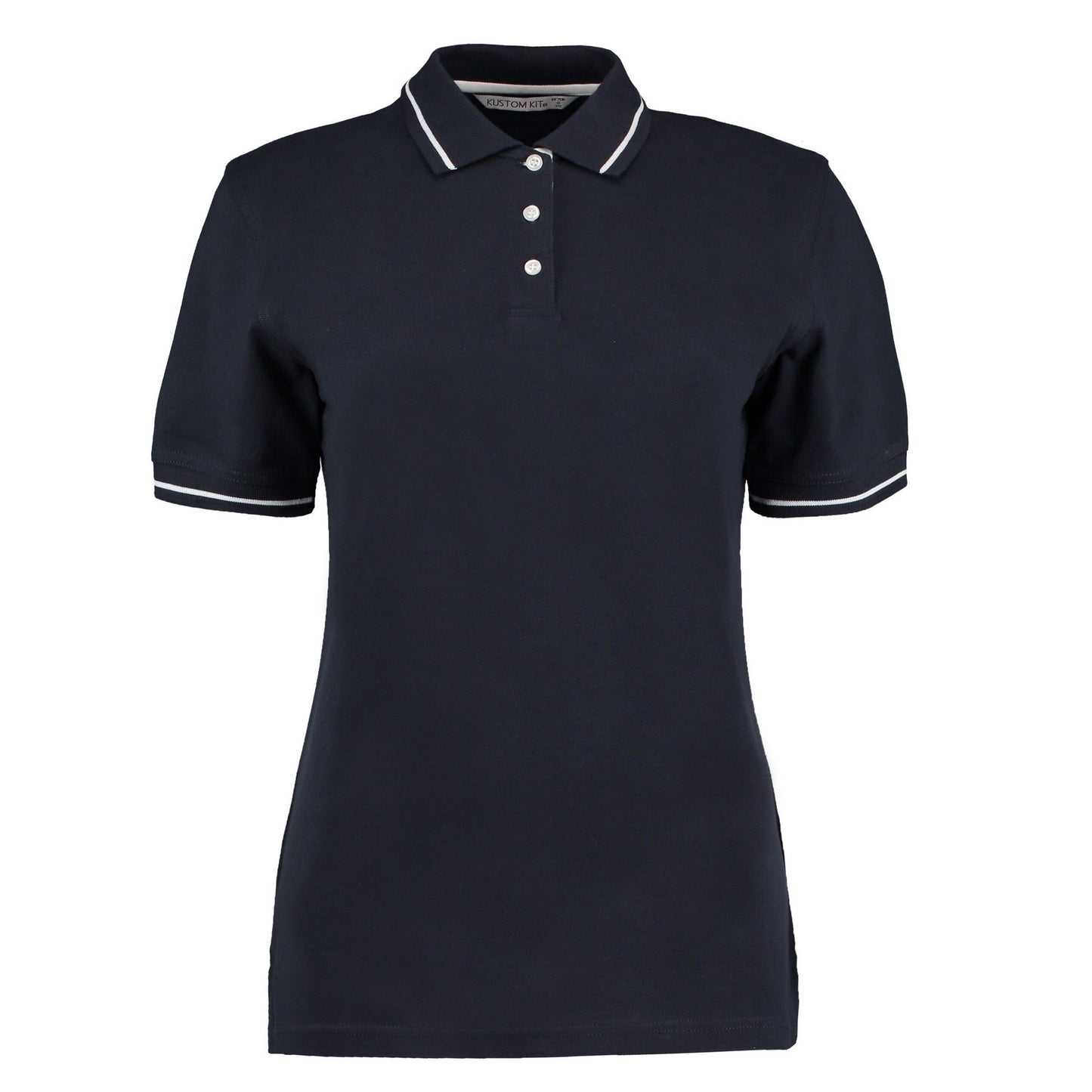 Navy-White - Front - Kustom Kit Womens-Ladies St Mellion Polo Shirt