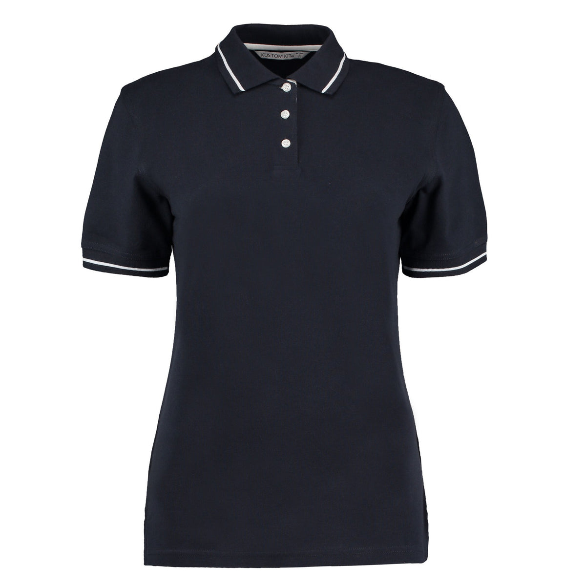 Navy-White - Front - Kustom Kit Womens-Ladies St Mellion Polo Shirt