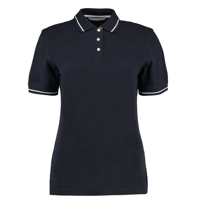 Navy-White - Front - Kustom Kit Womens-Ladies St Mellion Polo Shirt