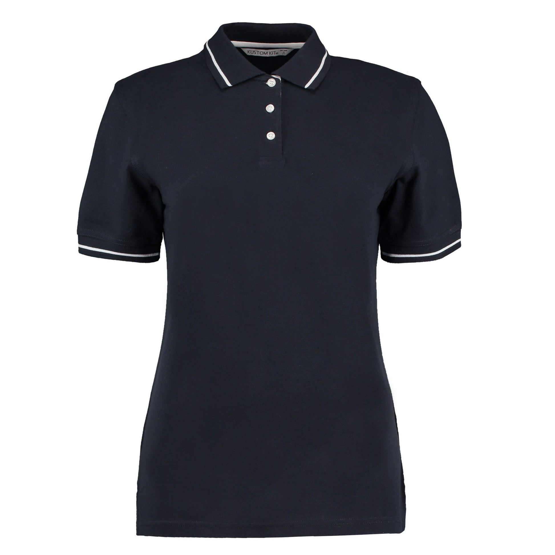Navy-White - Front - Kustom Kit Womens-Ladies St Mellion Polo Shirt