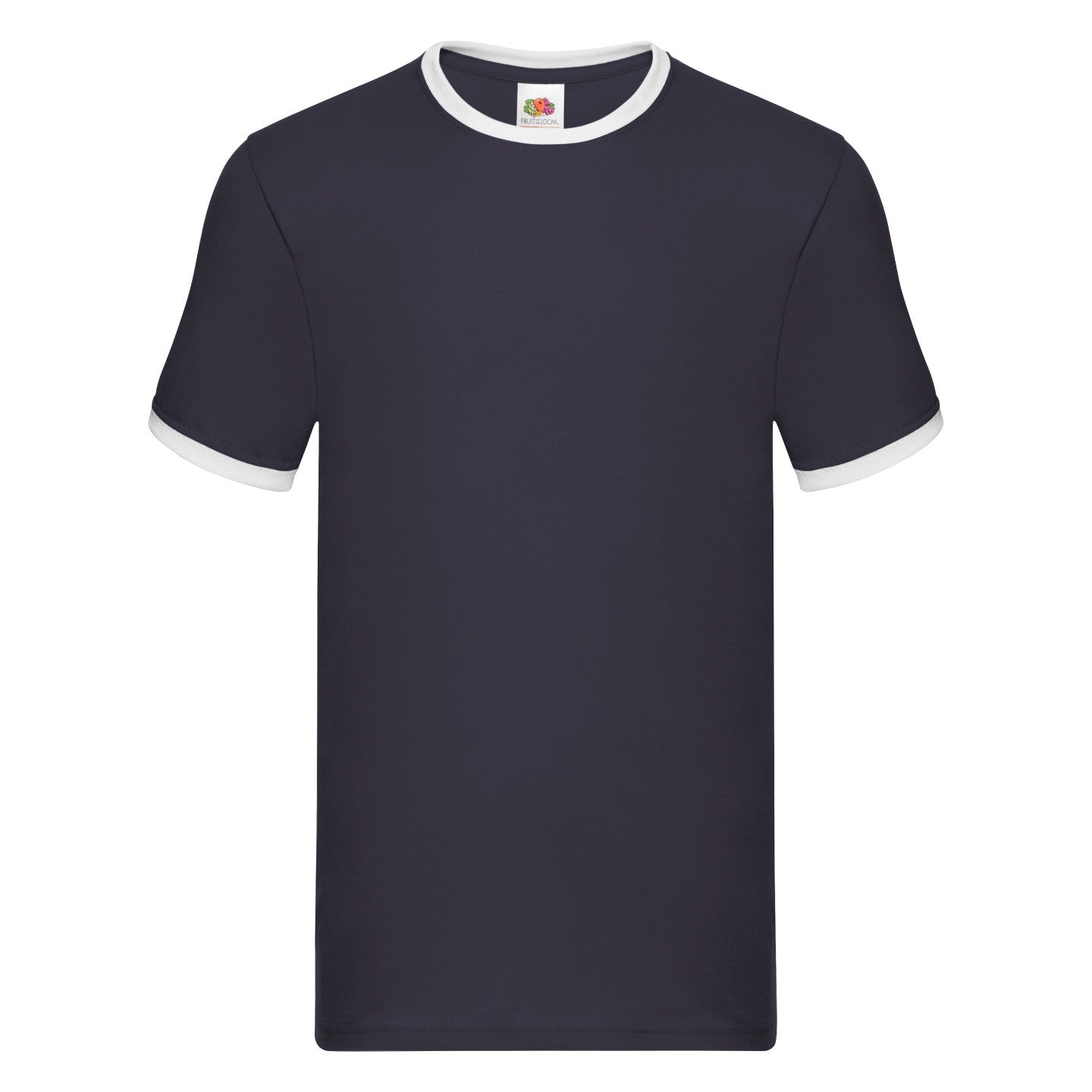 Navy-White - Front - Fruit of the Loom Unisex Adult Ringer T-Shirt