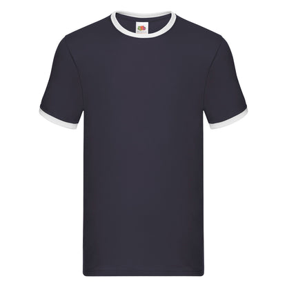 Navy-White - Front - Fruit of the Loom Unisex Adult Ringer T-Shirt