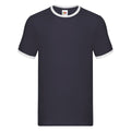 Navy-White - Front - Fruit of the Loom Unisex Adult Ringer T-Shirt