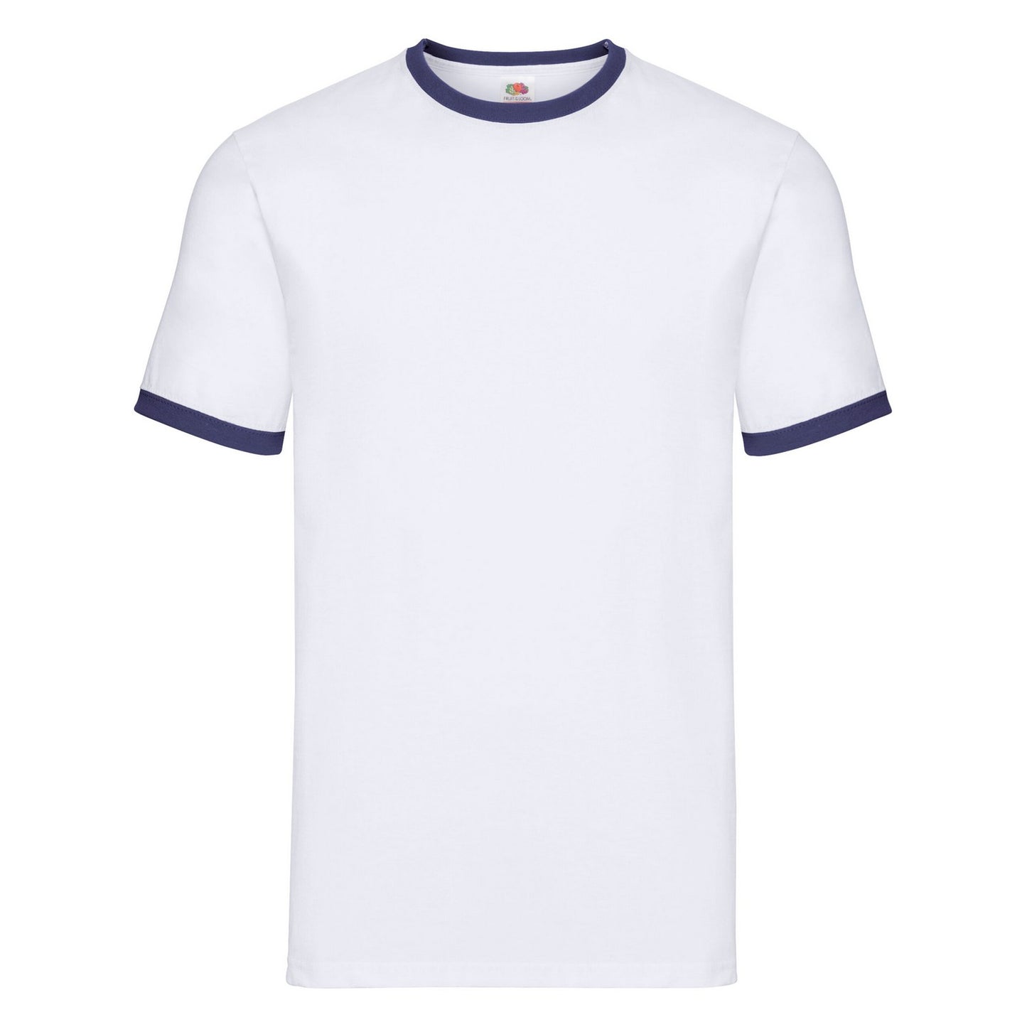 White-Navy - Front - Fruit of the Loom Unisex Adult Ringer T-Shirt