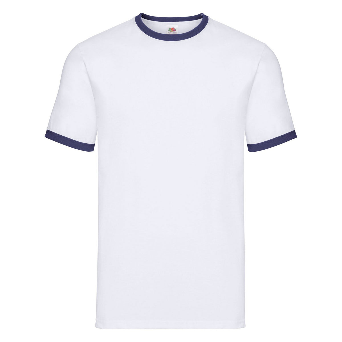 White-Navy - Front - Fruit of the Loom Unisex Adult Ringer T-Shirt