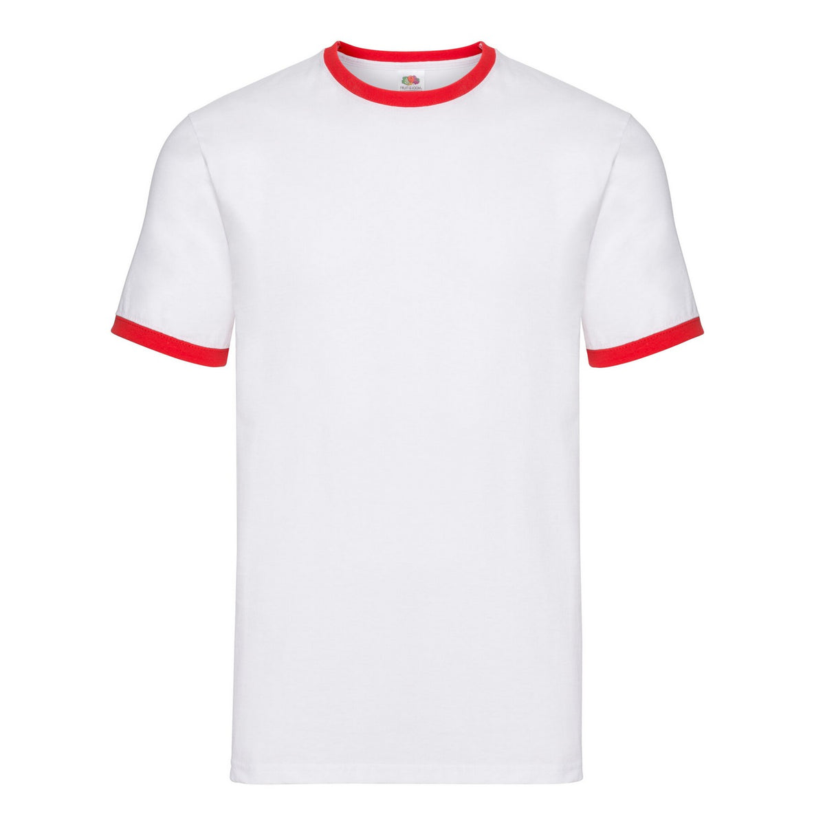 White-Red - Front - Fruit of the Loom Unisex Adult Ringer T-Shirt