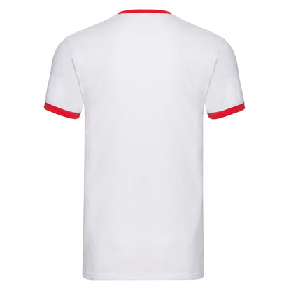 White-Red - Back - Fruit of the Loom Unisex Adult Ringer T-Shirt