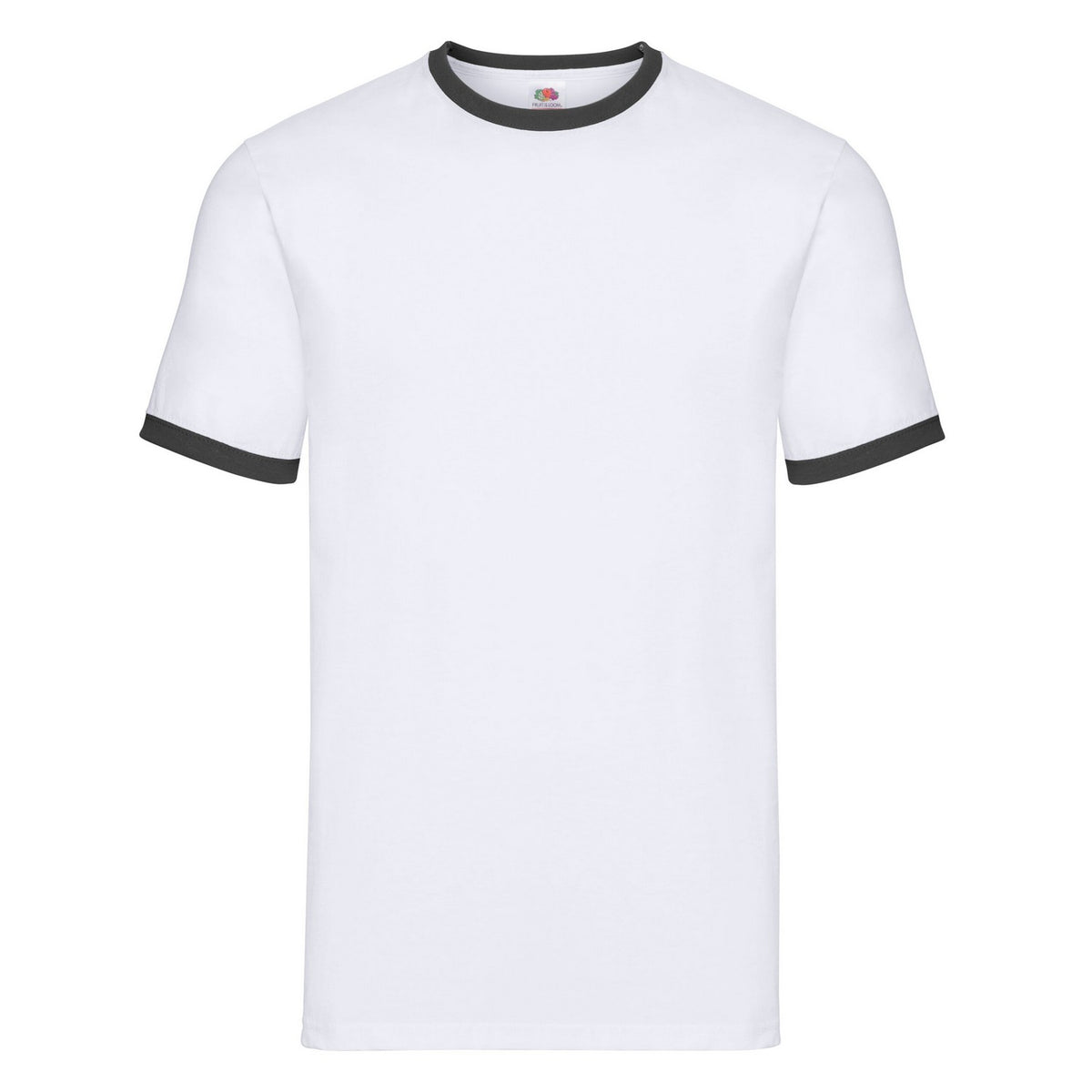 White-Black - Front - Fruit of the Loom Unisex Adult Ringer T-Shirt