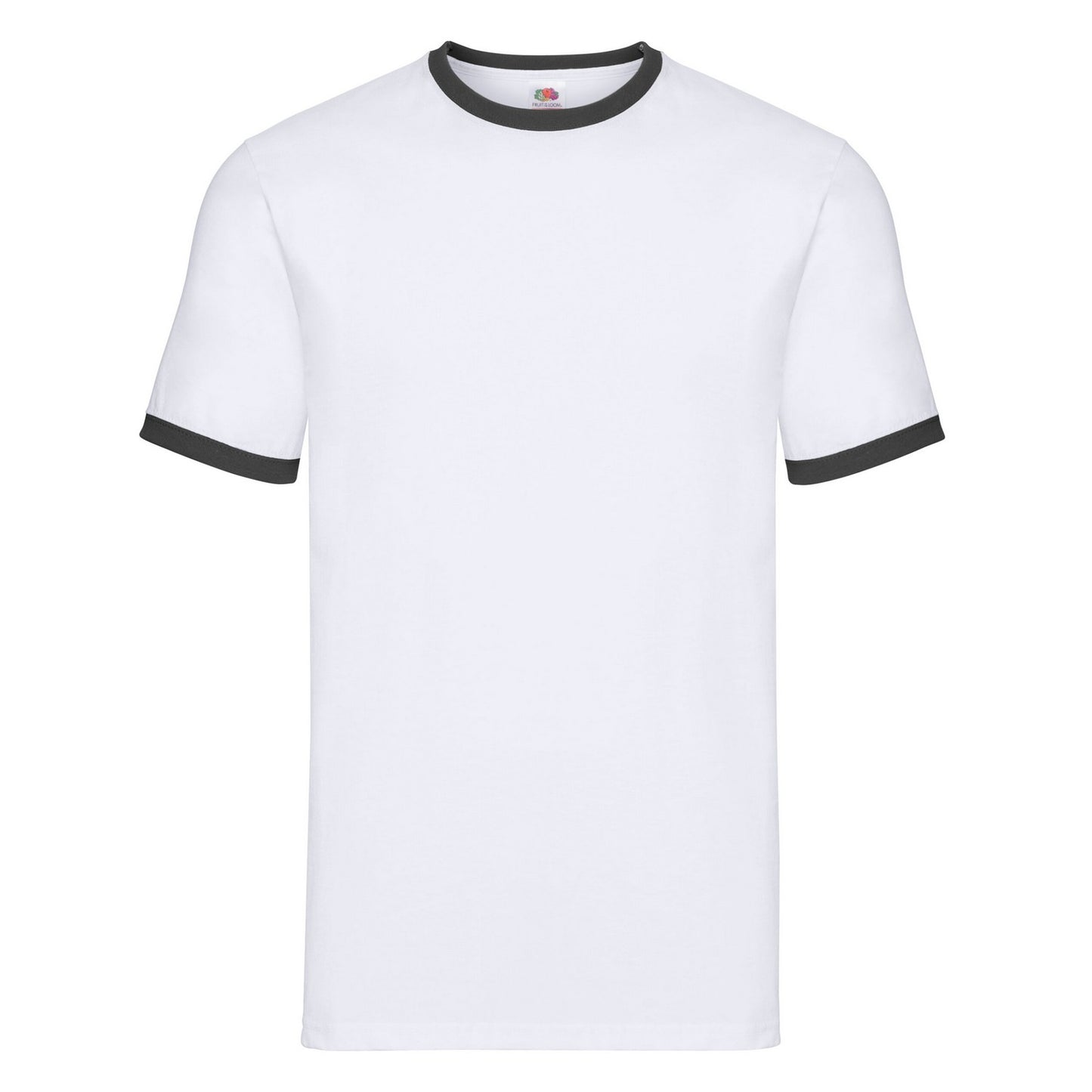 White-Black - Front - Fruit of the Loom Unisex Adult Ringer T-Shirt