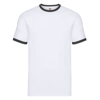 White-Black - Front - Fruit of the Loom Unisex Adult Ringer T-Shirt