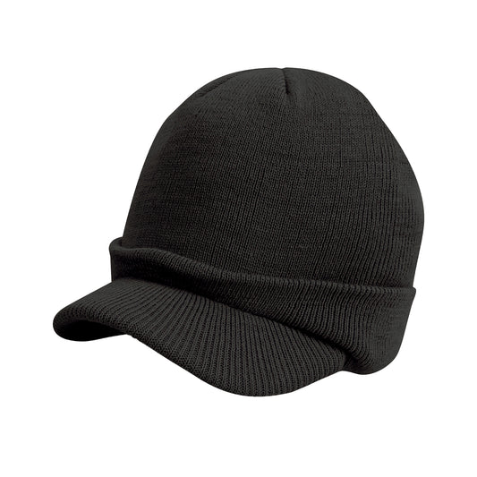 Black - Front - Result Winter Essentials Esco Army Knitted Hat