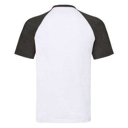 White-Black - Back - Fruit of the Loom Unisex Adult Contrast Panel Baseball T-Shirt