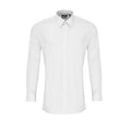 White - Front - Premier Mens Colours Poplin Fitted Long-Sleeved Shirt