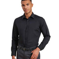 Black - Back - Premier Mens Colours Poplin Fitted Long-Sleeved Shirt
