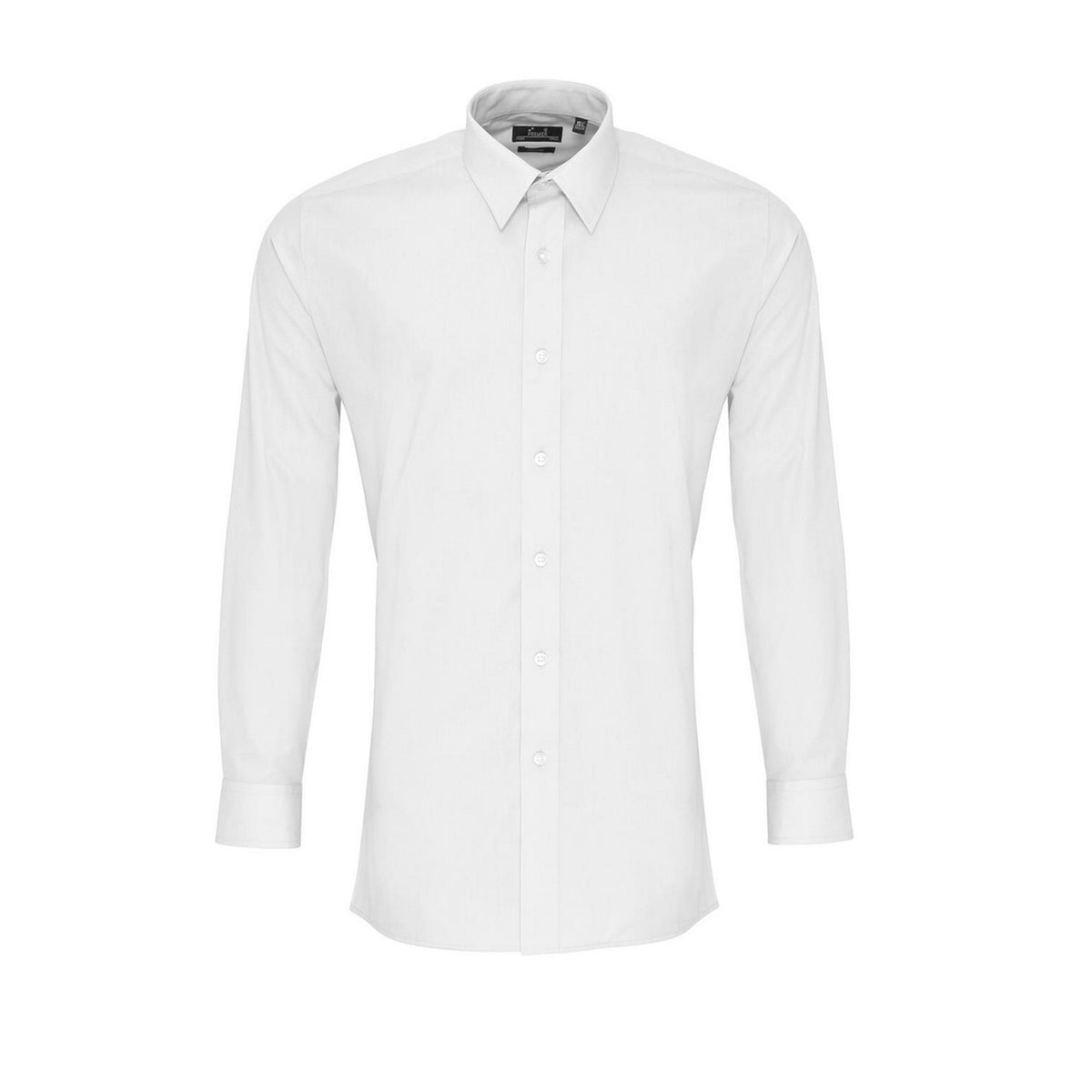 White - Front - Premier Mens Colours Poplin Fitted Long-Sleeved Shirt
