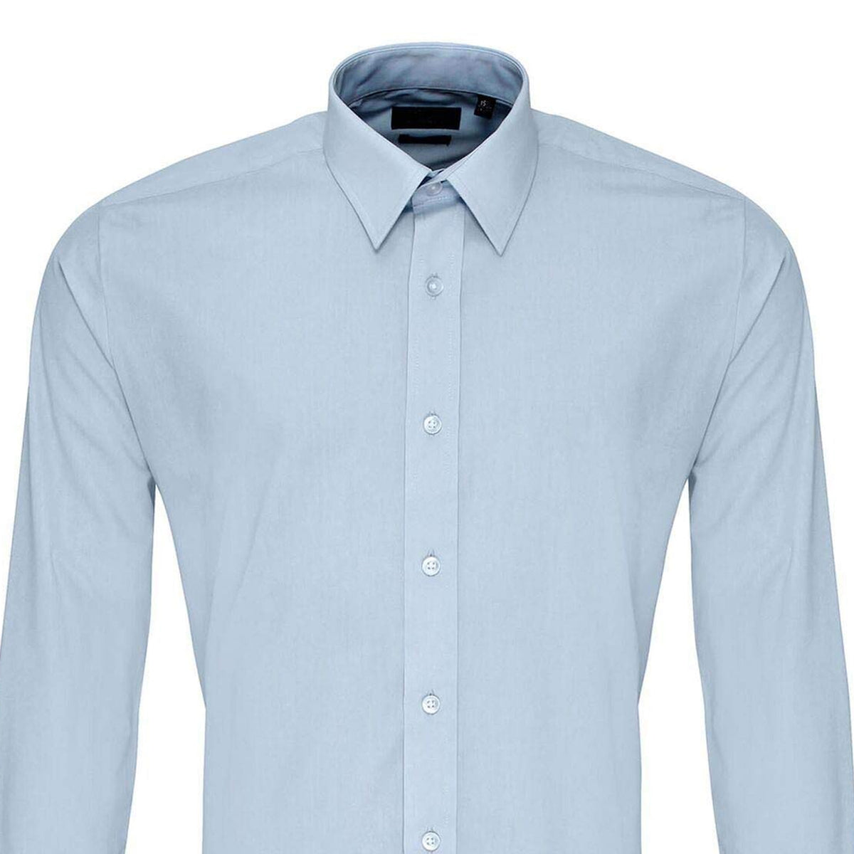 Light Blue - Back - Premier Mens Colours Poplin Fitted Long-Sleeved Shirt