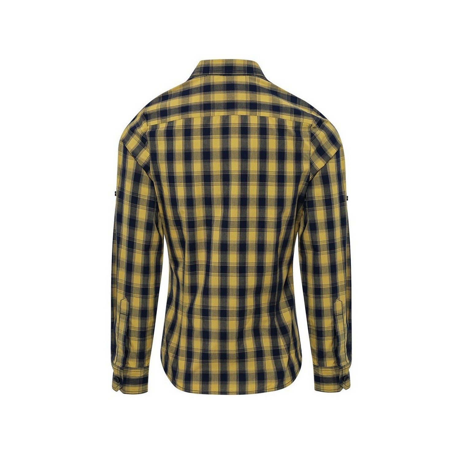 Camel-Navy - Back - Premier Womens-Ladies Mulligan Checked Long-Sleeved Shirt