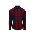 Red-Navy - Front - Premier Womens-Ladies Mulligan Checked Long-Sleeved Shirt