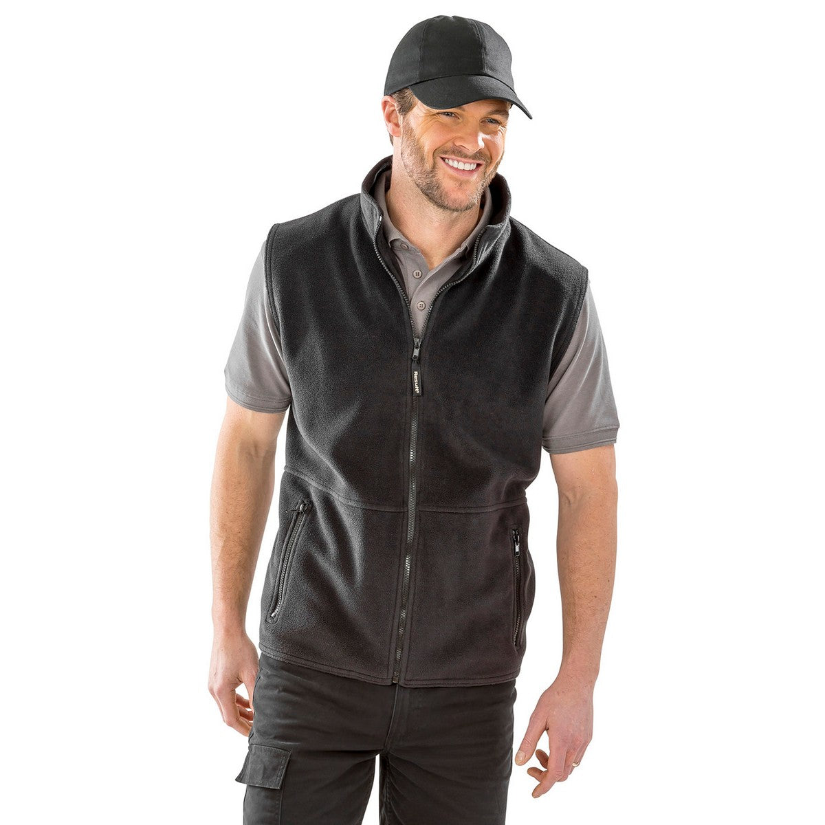 Black - Back - Result Unisex Adult Polartherm Fleece Lined Body Warmer